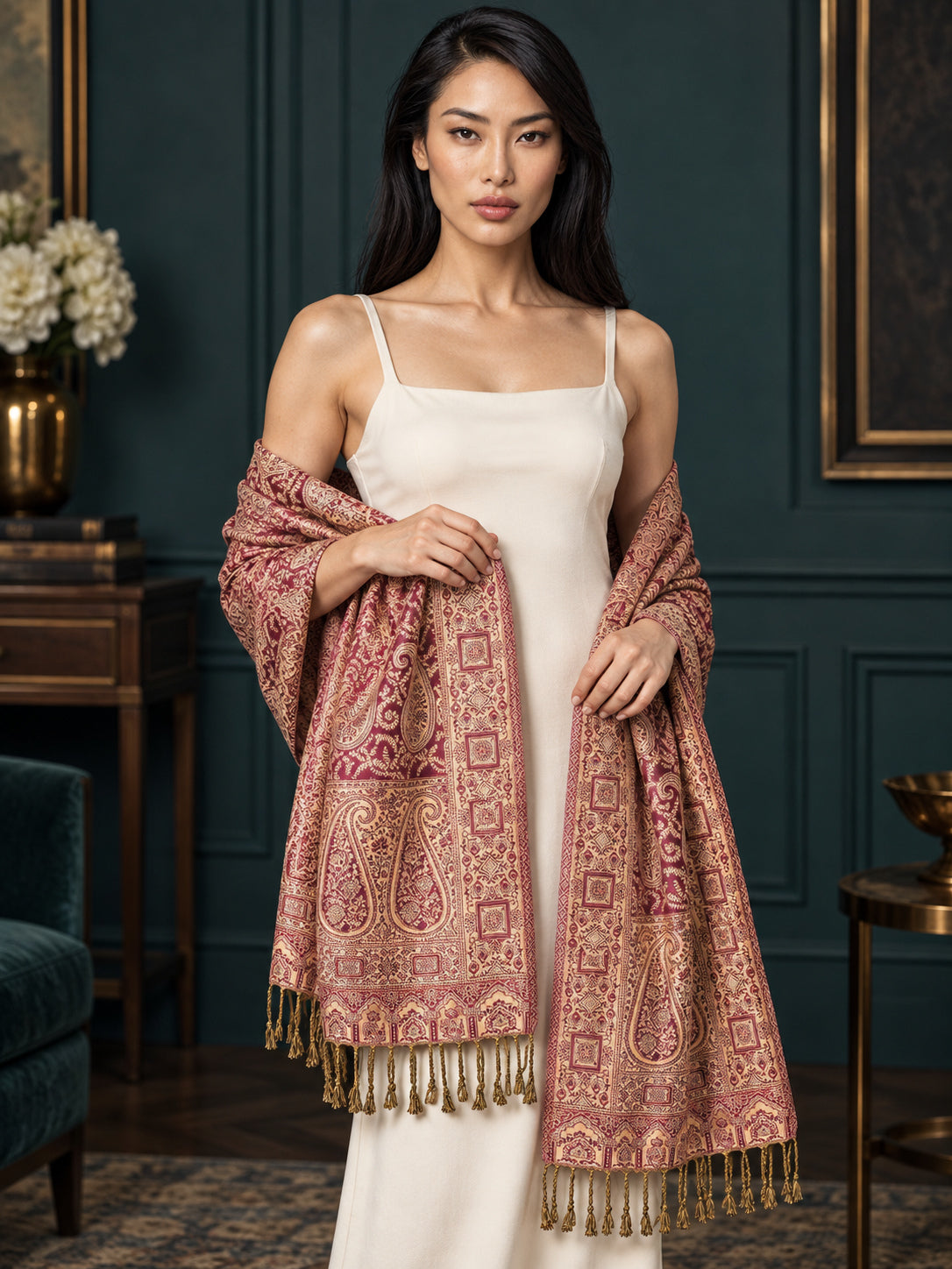 WV-654-PINK | Woven stole | Elegant drape 3