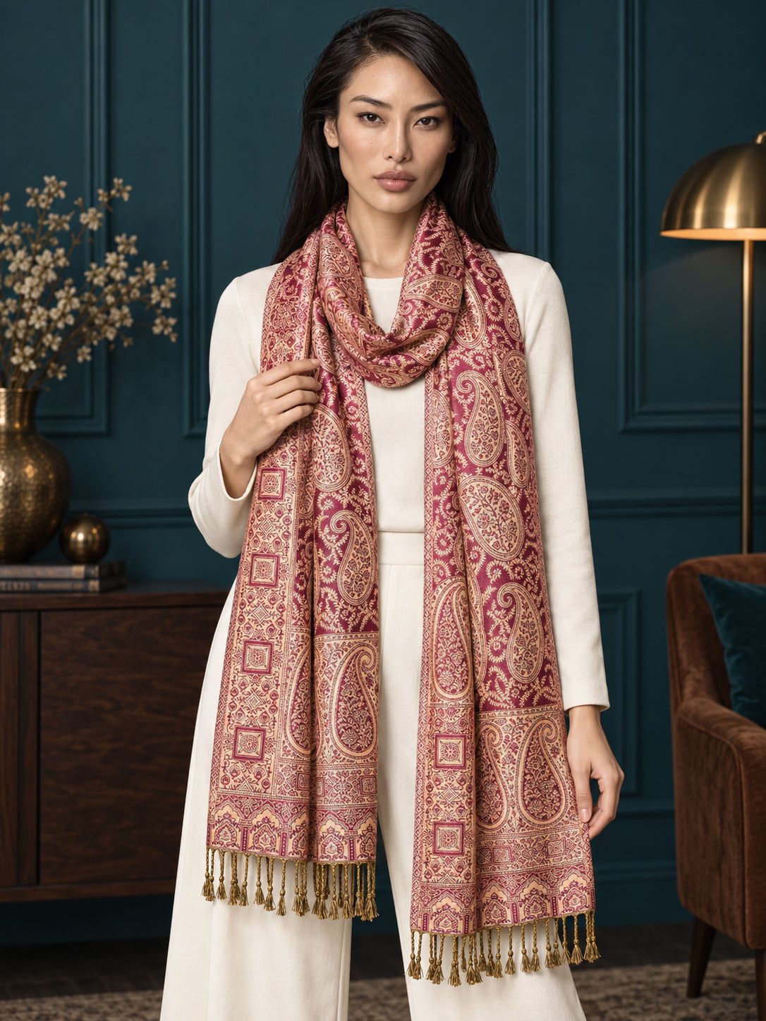 WV-654-PINK | Woven stole | Elegant drape 4