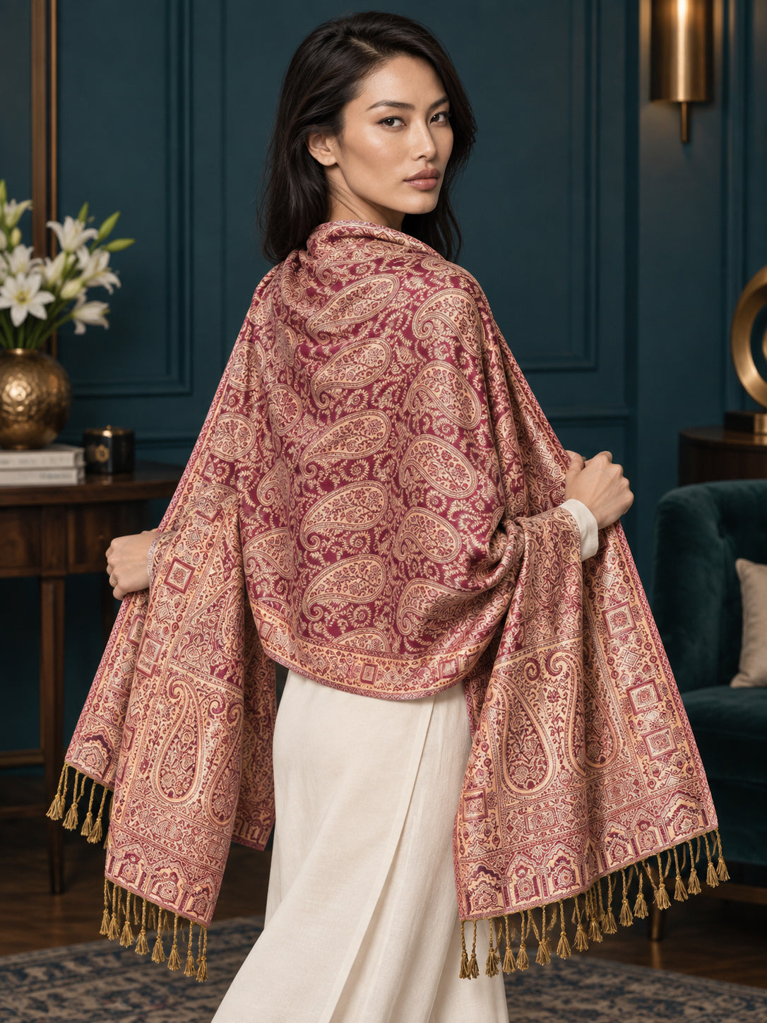 WV-654-PINK | Woven stole | Elegant drape 5