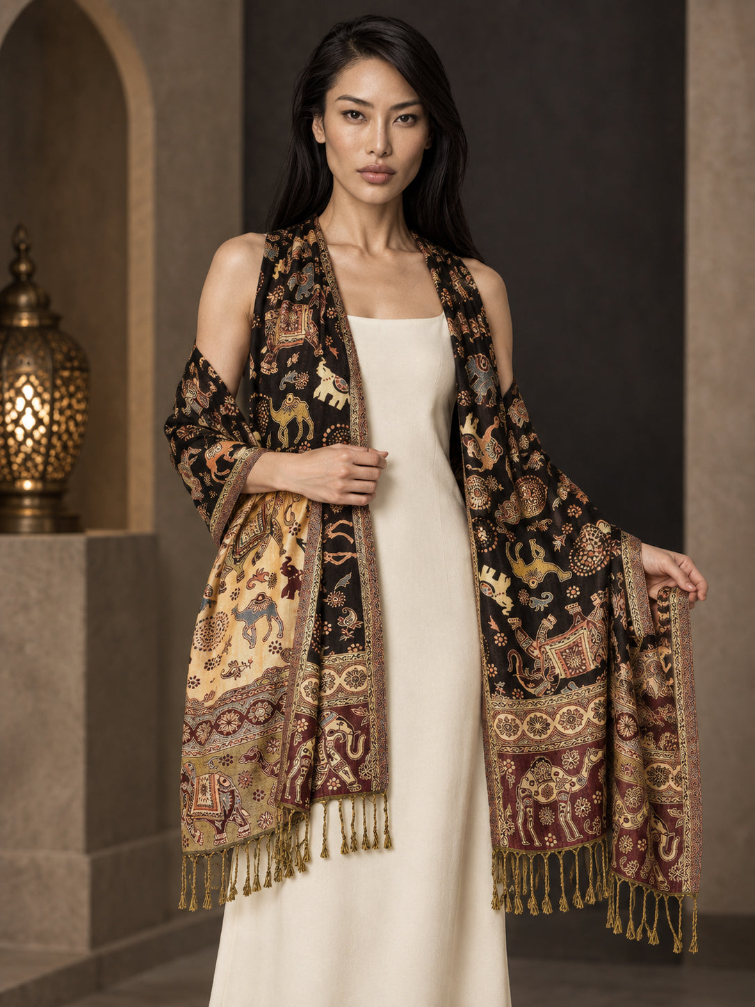 WV-655-BLACK | Woven stole | Elegant drape 3