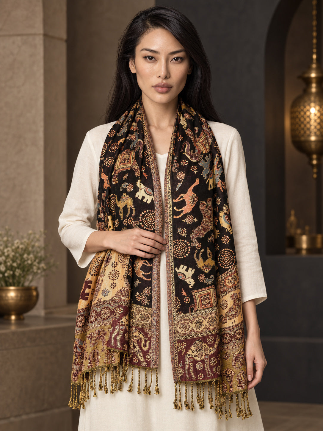 WV-655-BLACK | Woven stole | Elegant drape 4