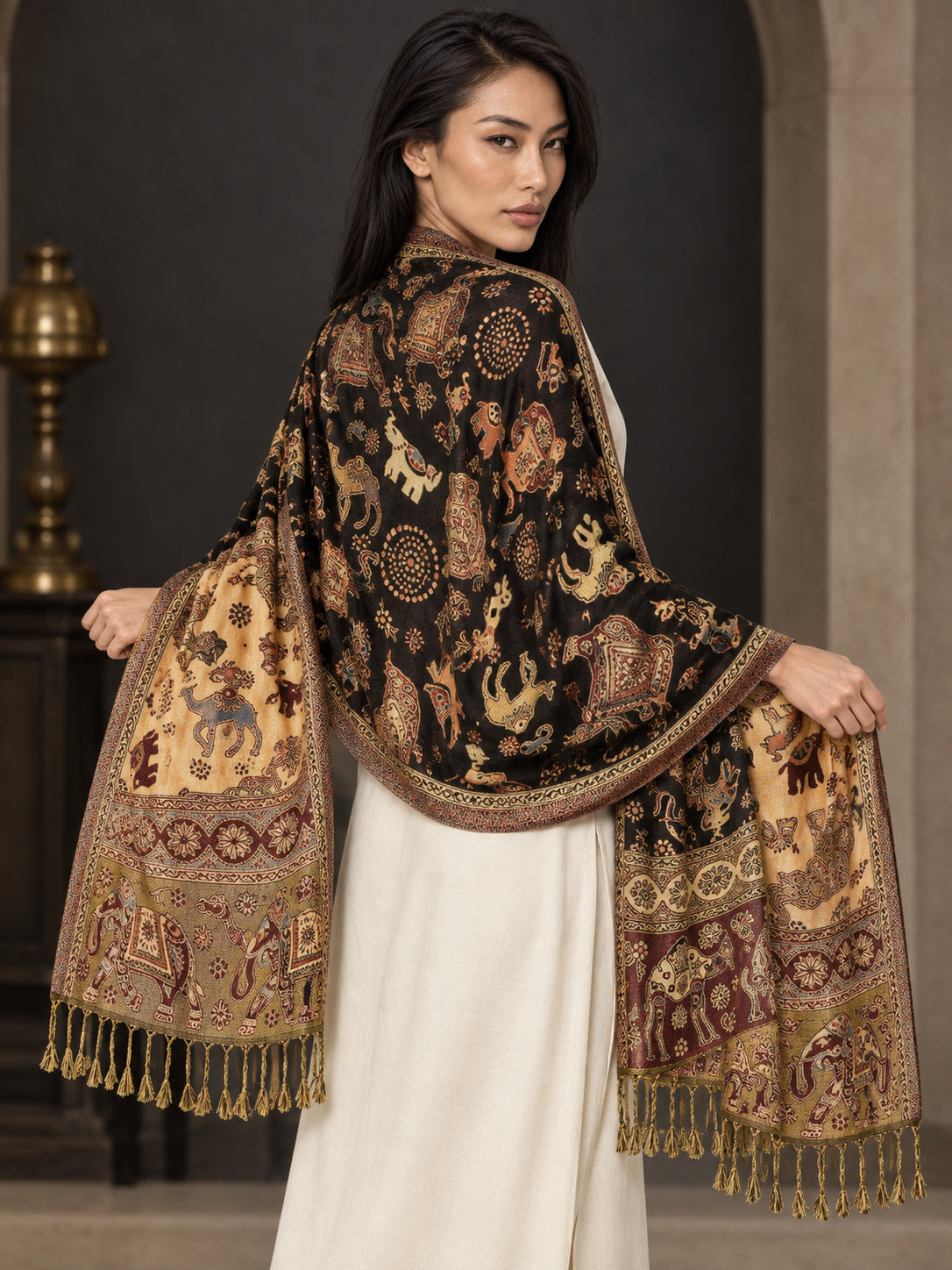 WV-655-BLACK | Woven stole | Elegant drape 5
