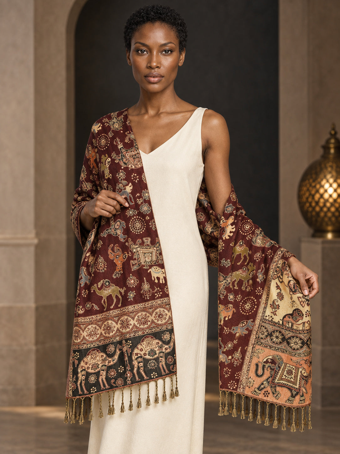 WV-655-MAROON | Woven stole | Elegant drape 3