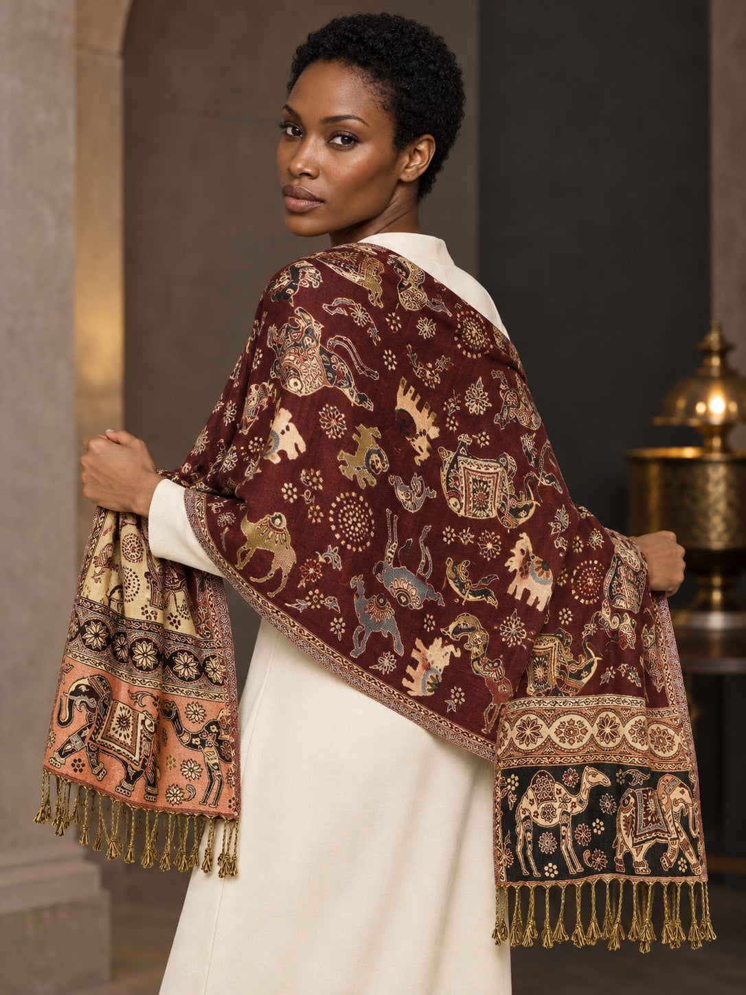 WV-655-MAROON | Woven stole | Elegant drape 5