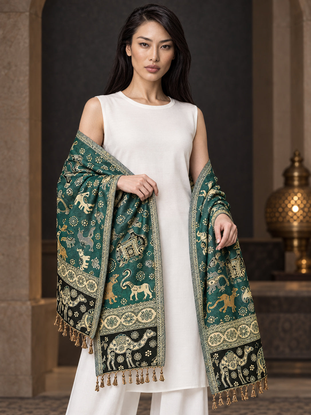 WV-655-NEWGREEN | Woven stole | Elegant drape 3