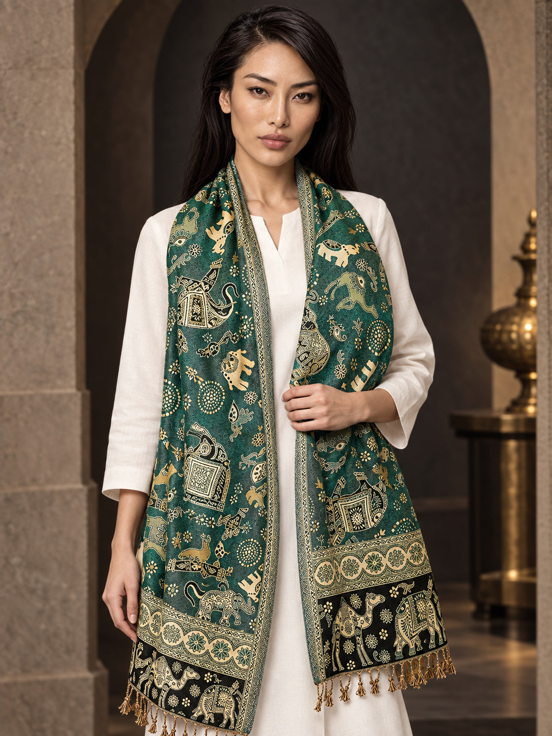 WV-655-NEWGREEN | Woven stole | Elegant drape 4
