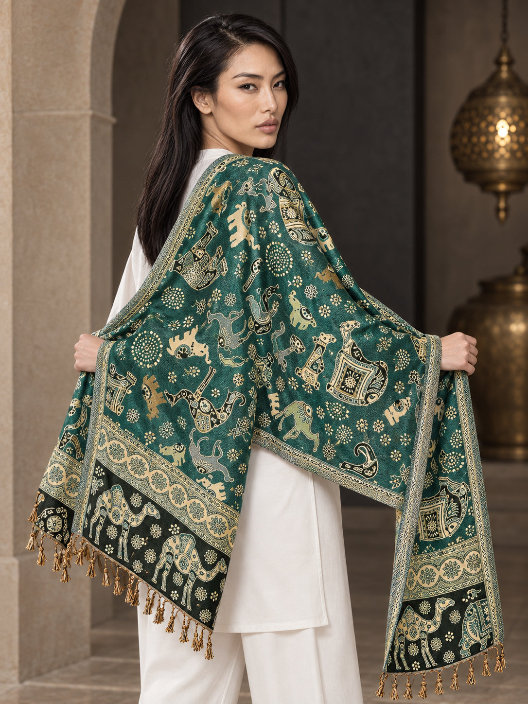 WV-655-NEWGREEN | Woven stole | Elegant drape 5