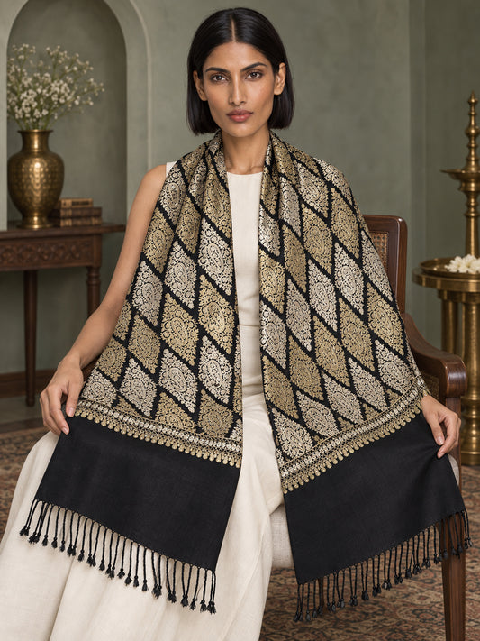 WVST-109-BLACK | Woven stole | Elegant drape 1