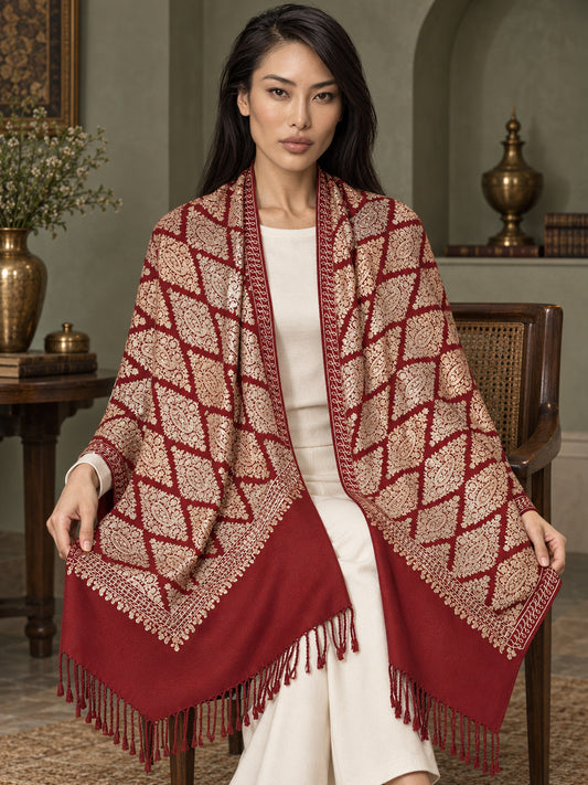 WVST-109-MAROON | Woven stole | Elegant drape 1