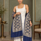 WVST-109-NAVYBLUE | Woven stole | Elegant drape 3