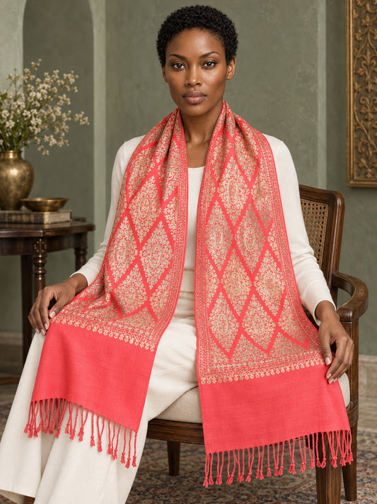 WVST-109-PINK | Woven stole | Elegant drape 1