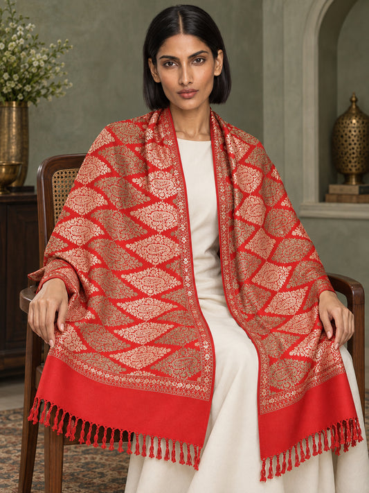 WVST-109-RED | Woven stole | Elegant drape 1