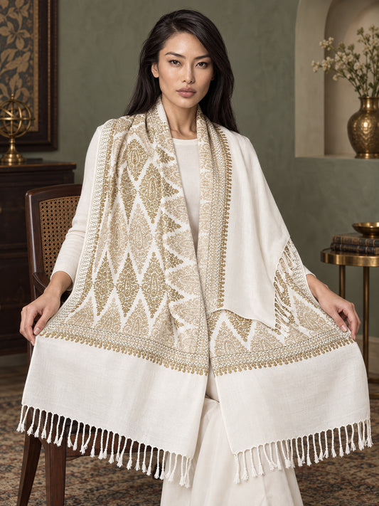 WVST-109-WHITE | Woven stole | Elegant drape 1