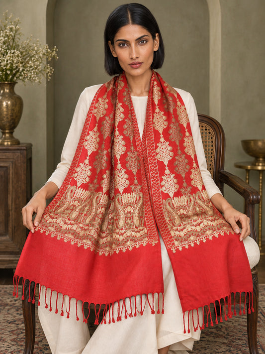 WVST-110-RED | Woven stole | Elegant drape 1