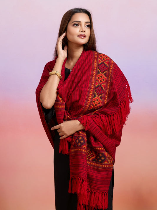 Weavers Villa Women's Kullu Design Woven Shawl