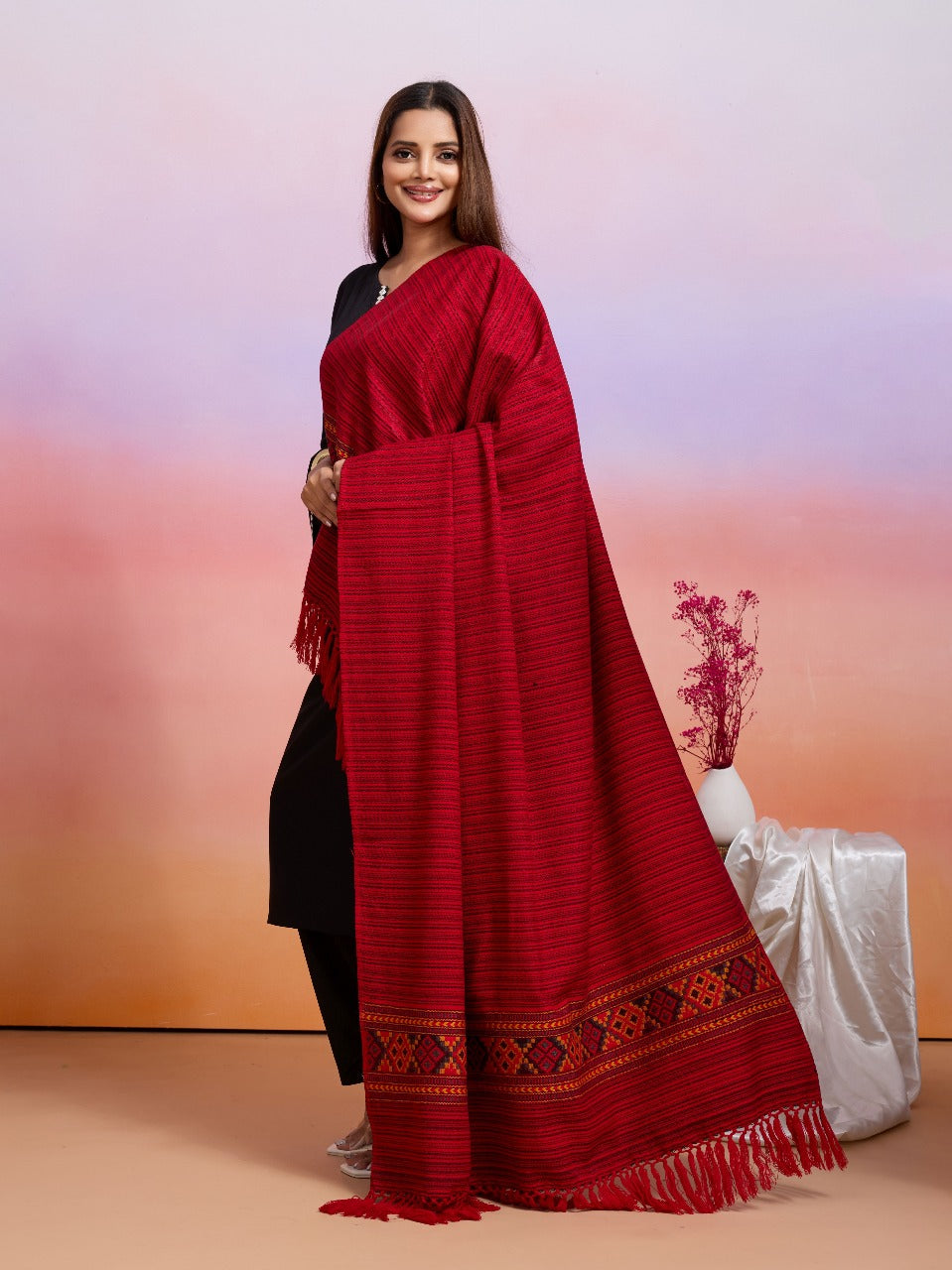 Weavers Villa Women's Kullu Design Woven Shawl