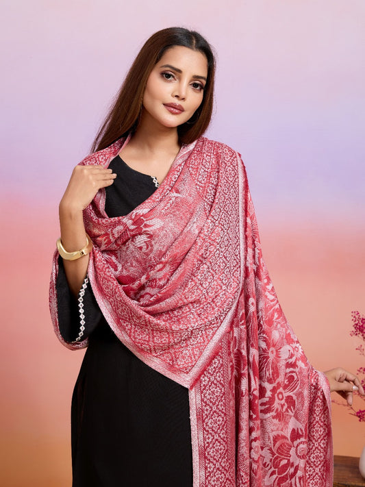 Weavers Villa Women's Heritage Viscose Stole – Soft Lightweight Floral Jaal Design Stole Shawl Wrap Dupatta Scarf for All Seasons, Sun Protection for girls, 70cm x 200cm