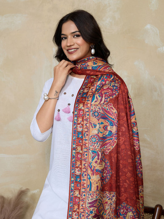 Weavers Villa Women's Digital Print Shawl | Soft Warm Acro Wool Wrap | Ethnic & Modern Printed, Scarf or Stole for Casual & Formal Wear | Winter Shawls for Ladies
