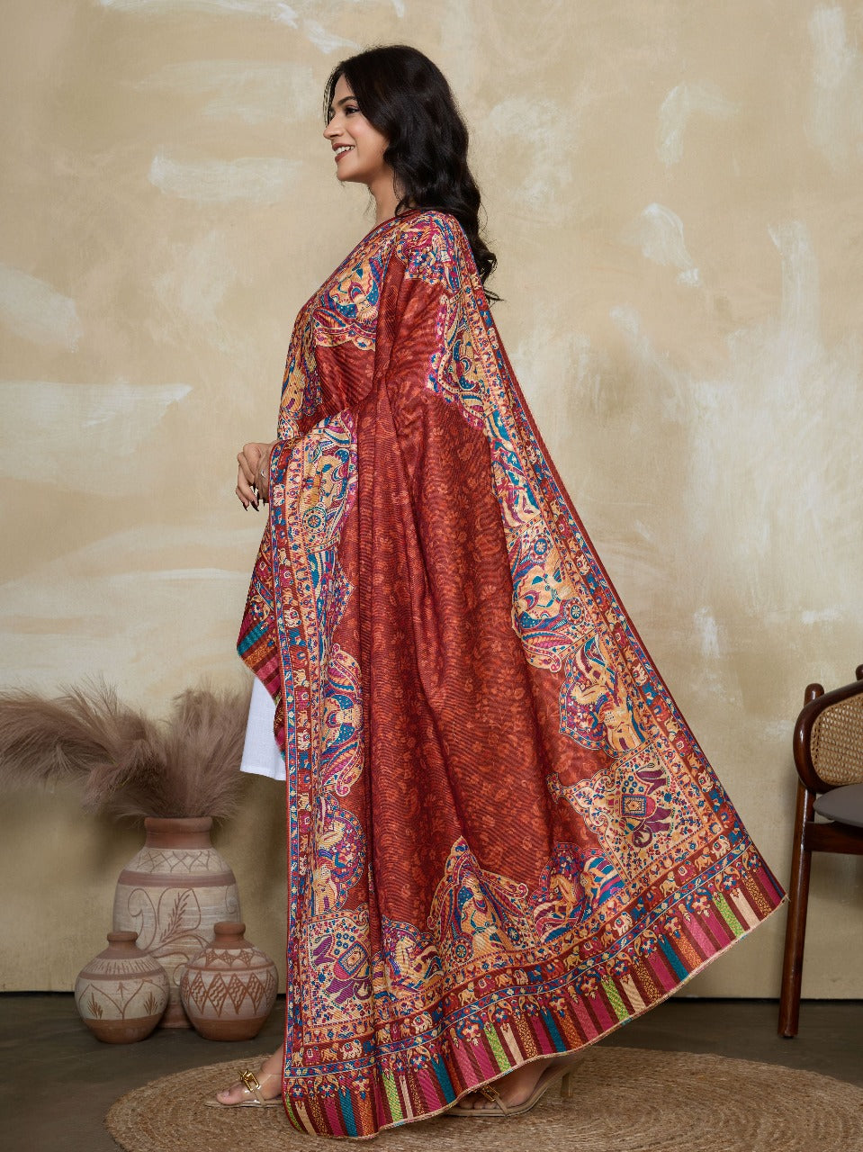 Weavers Villa Women's Digital Print Shawl | Soft Warm Acro Wool Wrap | Ethnic & Modern Printed, Scarf or Stole for Casual & Formal Wear | Winter Shawls for Ladies