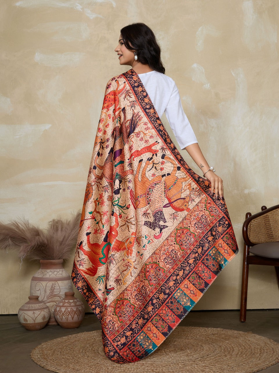 Weavers Villa Women's Digital Print Shawl | Soft Warm Acro Wool Wrap | Ethnic & Modern Printed, Scarf or Stole for Casual & Formal Wear | Winter Shawls for Ladies
