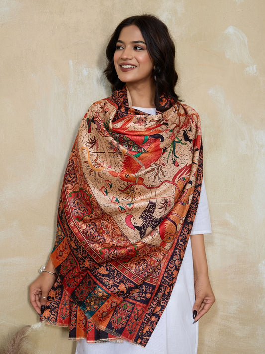 Weavers Villa Women's Digital Print Shawl | Soft Warm Acro Wool Wrap | Ethnic & Modern Printed, Scarf or Stole for Casual & Formal Wear | Winter Shawls for Ladies