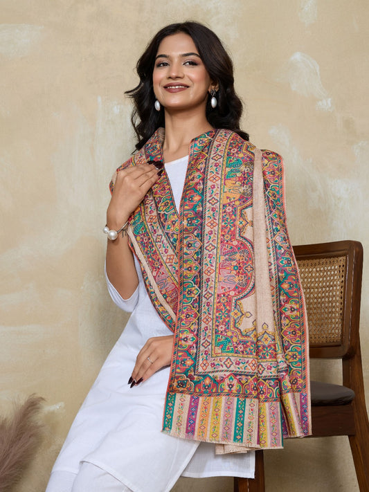 Weavers Villa Women's Digital Print Shawl | Soft Warm Acro Wool Wrap | Ethnic & Modern Printed, Scarf or Stole for Casual & Formal Wear | Winter Shawls for Ladies