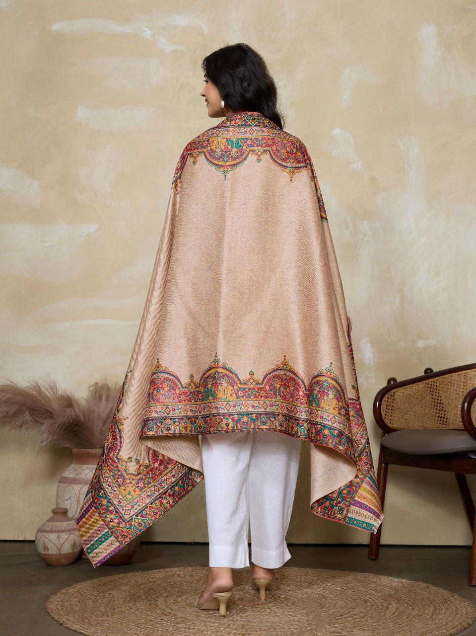 Weavers Villa Women's Digital Print Shawl | Soft Warm Acro Wool Wrap | Ethnic & Modern Printed, Scarf or Stole for Casual & Formal Wear | Winter Shawls for Ladies
