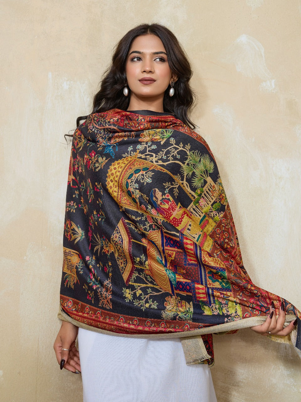 Weavers Villa Women's Digital Print Shawl | Soft Warm Acro Wool Wrap | Ethnic & Modern Printed, Scarf or Stole for Casual & Formal Wear | Winter Shawls for Ladies