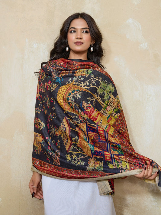 Weavers Villa Women's Digital Print Shawl | Soft Warm Acro Wool Wrap | Ethnic & Modern Printed, Scarf or Stole for Casual & Formal Wear | Winter Shawls for Ladies