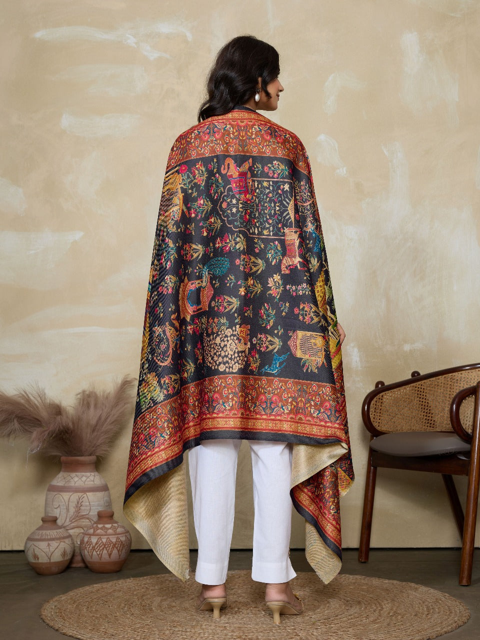 Weavers Villa Women's Digital Print Shawl | Soft Warm Acro Wool Wrap | Ethnic & Modern Printed, Scarf or Stole for Casual & Formal Wear | Winter Shawls for Ladies