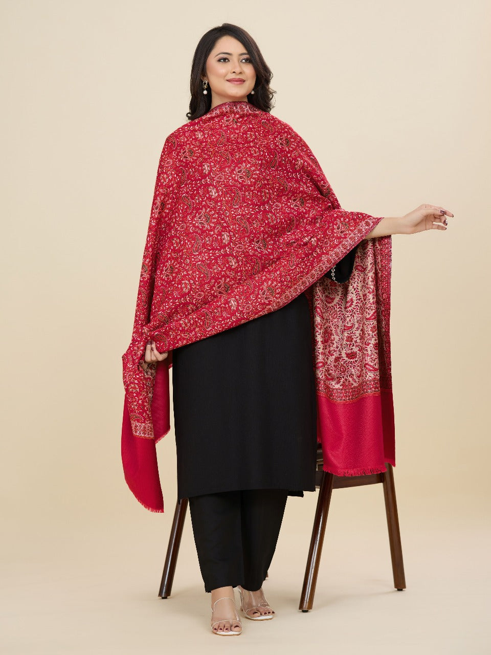 Weavers Villa Women’s Wool Blend Shawl – Lightweight, Warm & Stylish, 100 × 200 CM