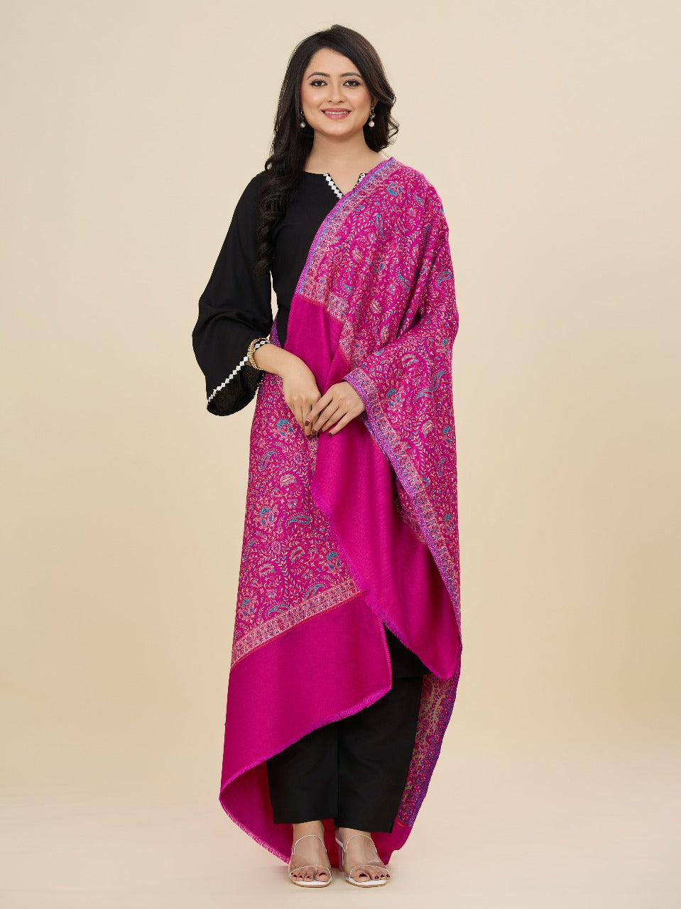 Weavers Villa Women’s Wool Blend Shawl – Lightweight, Warm & Stylish, 100 × 200 CM