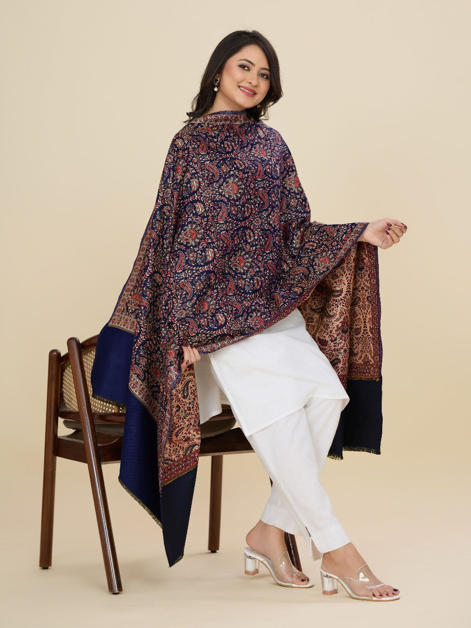 Weavers Villa Women’s Wool Blend Shawl – Lightweight, Warm & Stylish, 100 × 200 CM