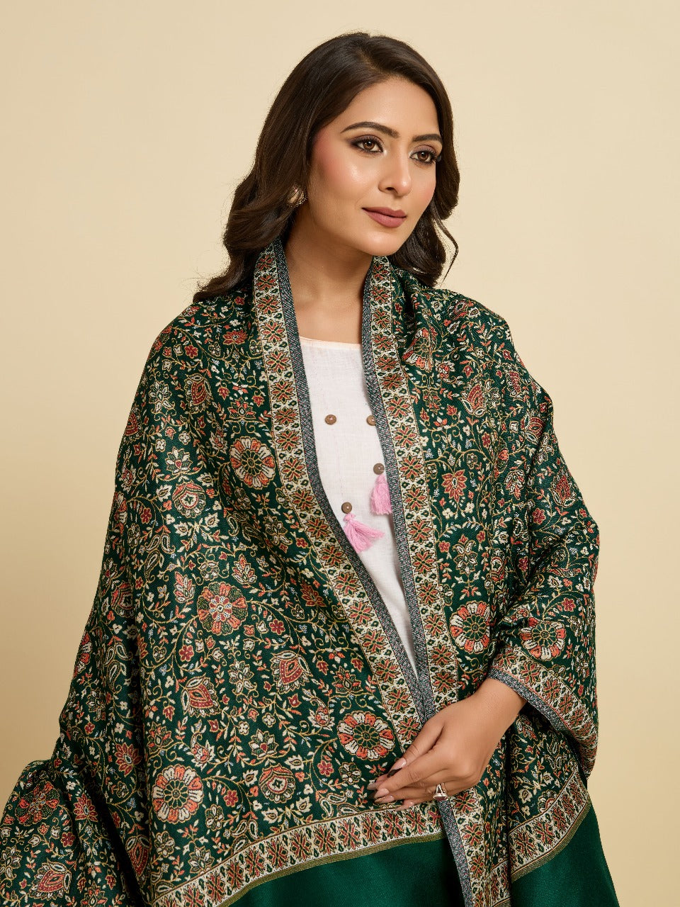 Weavers Villa Women’s Wool Blend Shawl – Lightweight, Warm & Stylish, 100 × 200 CM