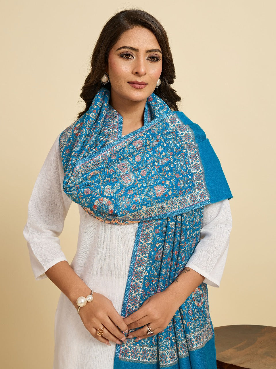 Weavers Villa Women’s Wool Blend Shawl – Lightweight, Warm & Stylish, 100 × 200 CM