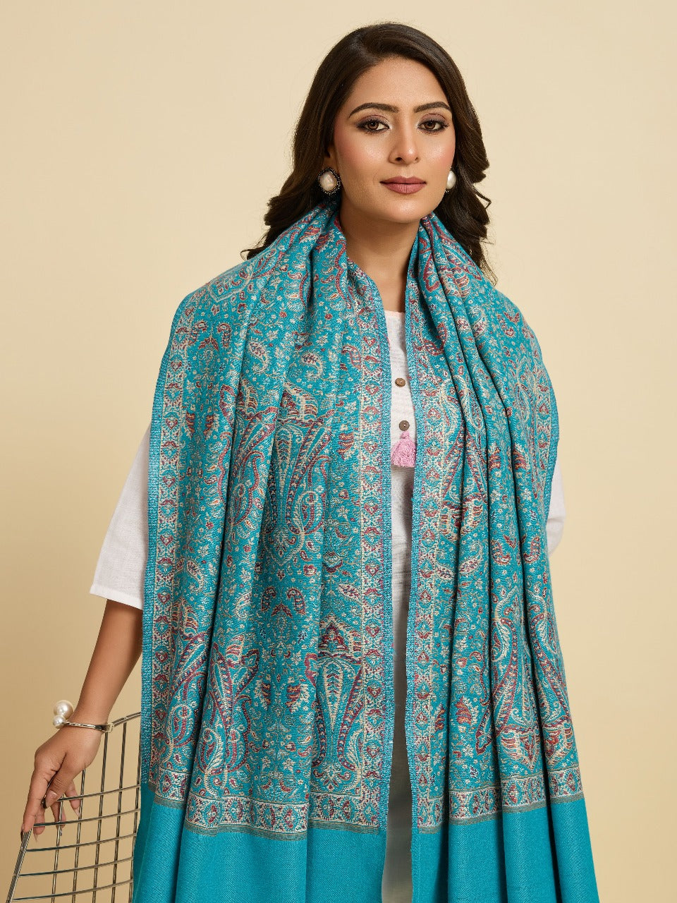 Weavers Villa Women’s Wool Blend Shawl – Lightweight, Warm & Stylish, 100 × 200 CM
