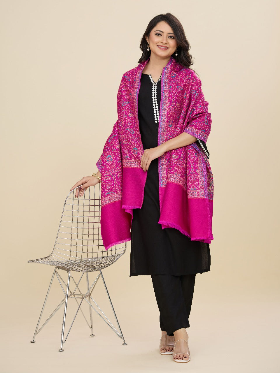 Weavers Villa Women’s Wool Blend Shawl – Lightweight, Warm & Stylish, 100 × 200 CM