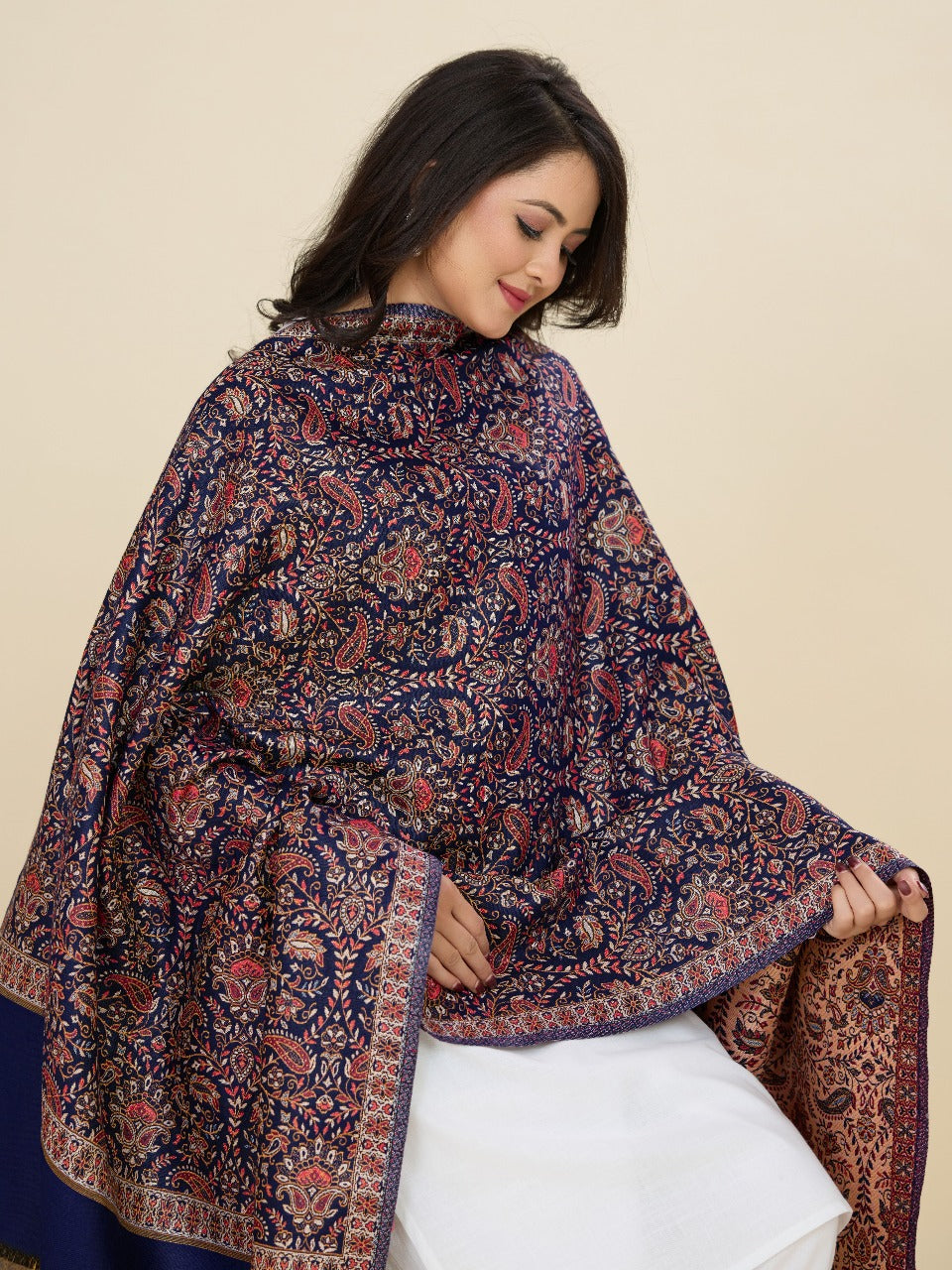 Weavers Villa Women’s Wool Blend Shawl – Lightweight, Warm & Stylish, 100 × 200 CM