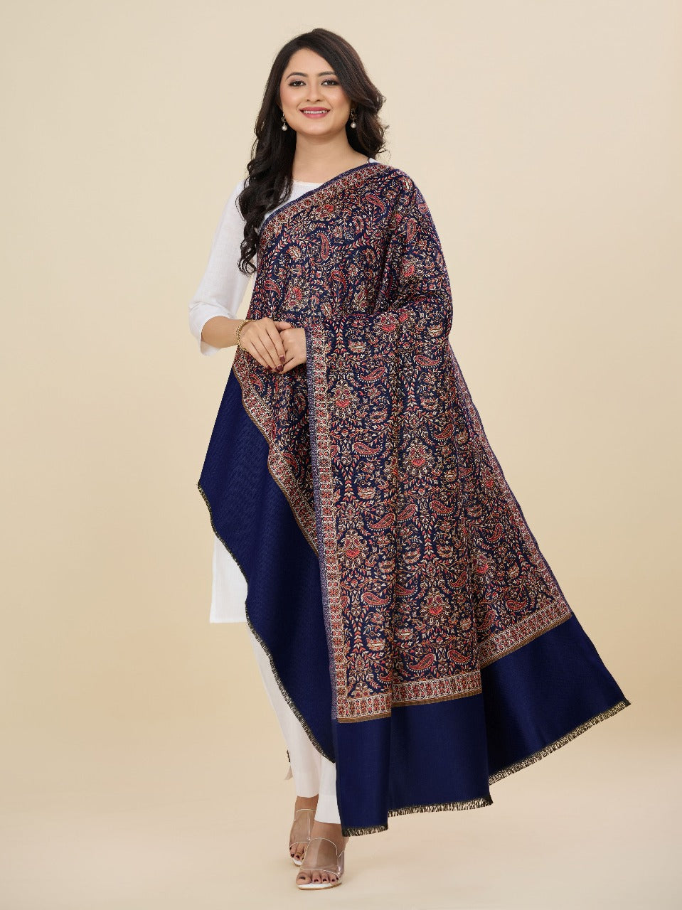 Weavers Villa Women’s Wool Blend Shawl – Lightweight, Warm & Stylish, 100 × 200 CM