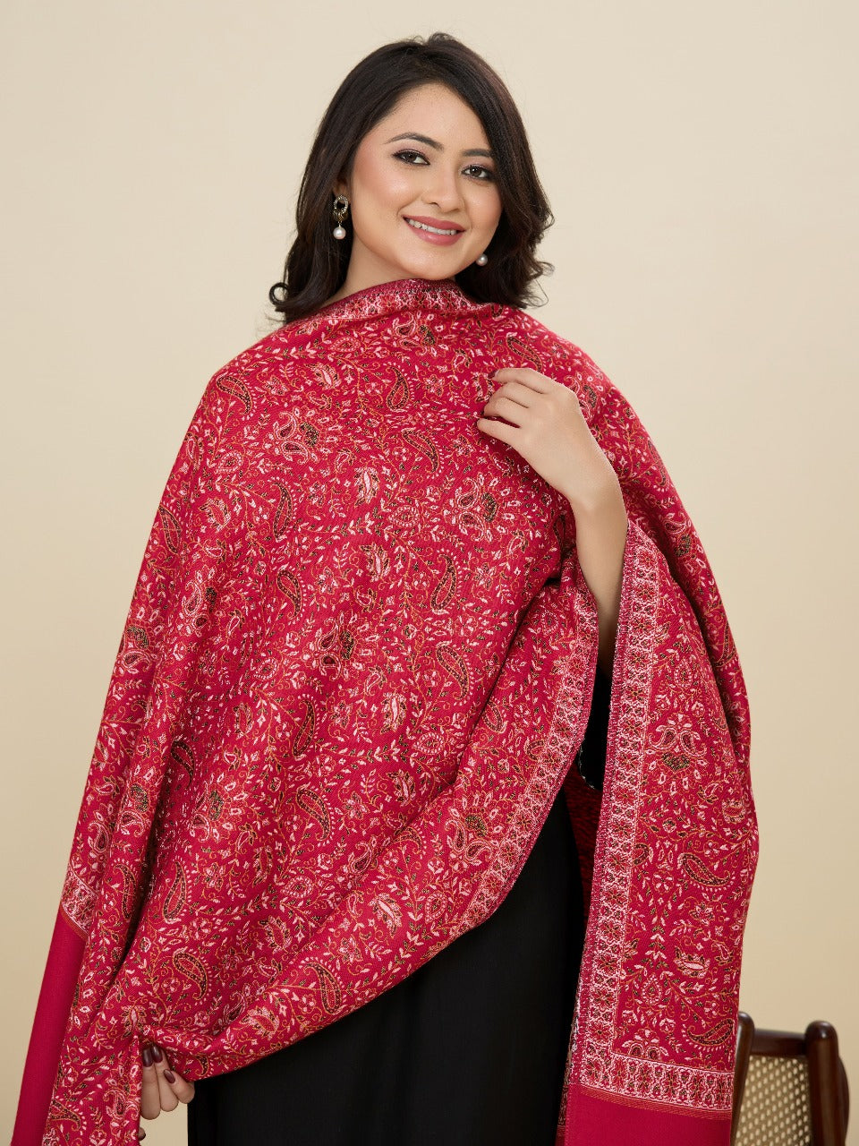 Weavers Villa Women’s Wool Blend Shawl – Lightweight, Warm & Stylish, 100 × 200 CM