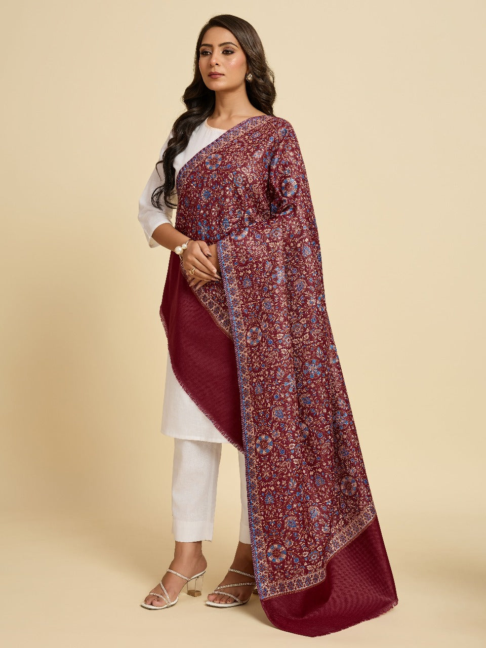 Weavers Villa Women’s Wool Blend Shawl – Lightweight, Warm & Stylish, 100 × 200 CM