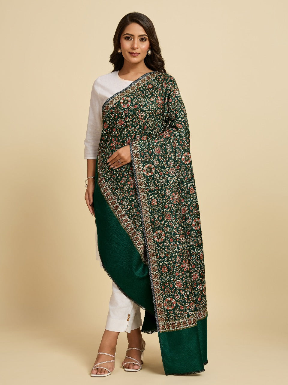 Weavers Villa Women’s Wool Blend Shawl – Lightweight, Warm & Stylish, 100 × 200 CM