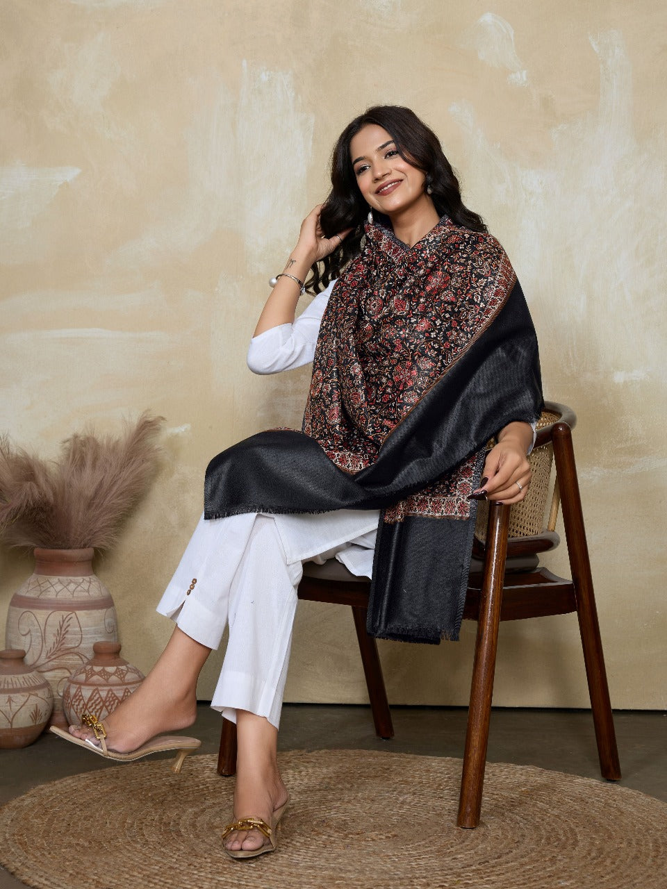 Weavers Villa Women’s Wool Blend Shawl – Lightweight, Warm & Stylish, 100 × 200 CM