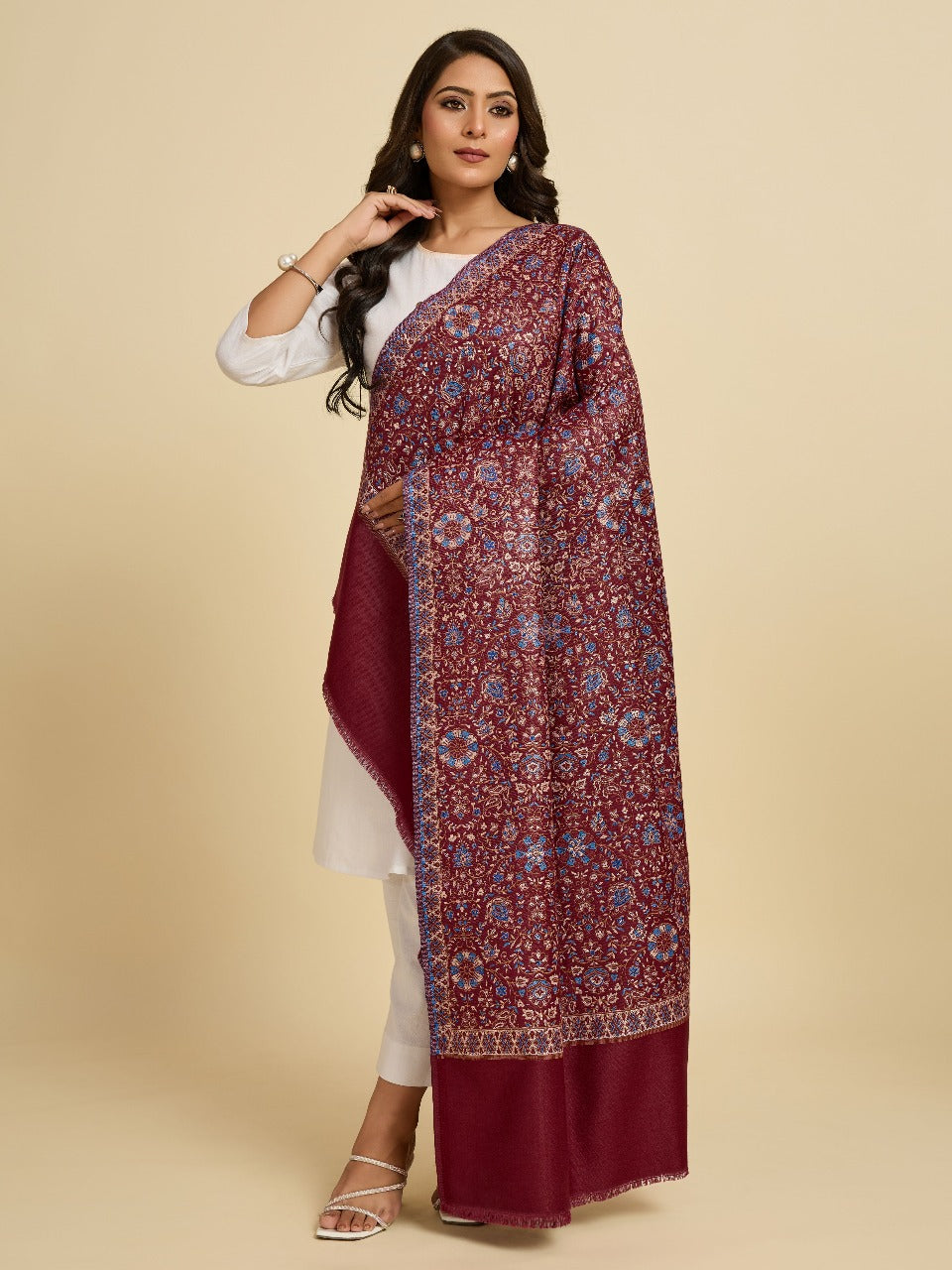 Weavers Villa Women’s Wool Blend Shawl – Lightweight, Warm & Stylish, 100 × 200 CM