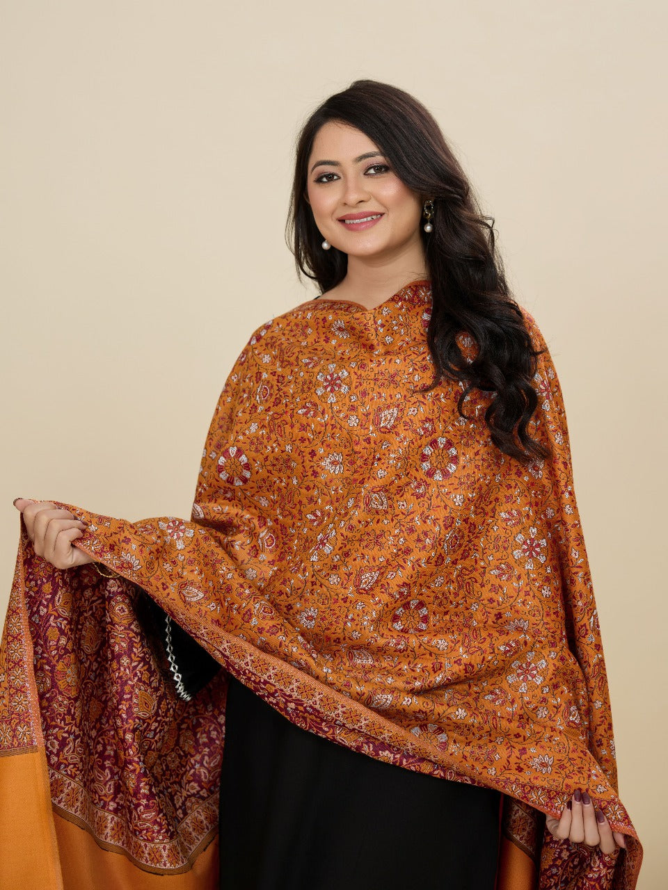 Weavers Villa Women’s Wool Blend Shawl – Lightweight, Warm & Stylish, 100 × 200 CM