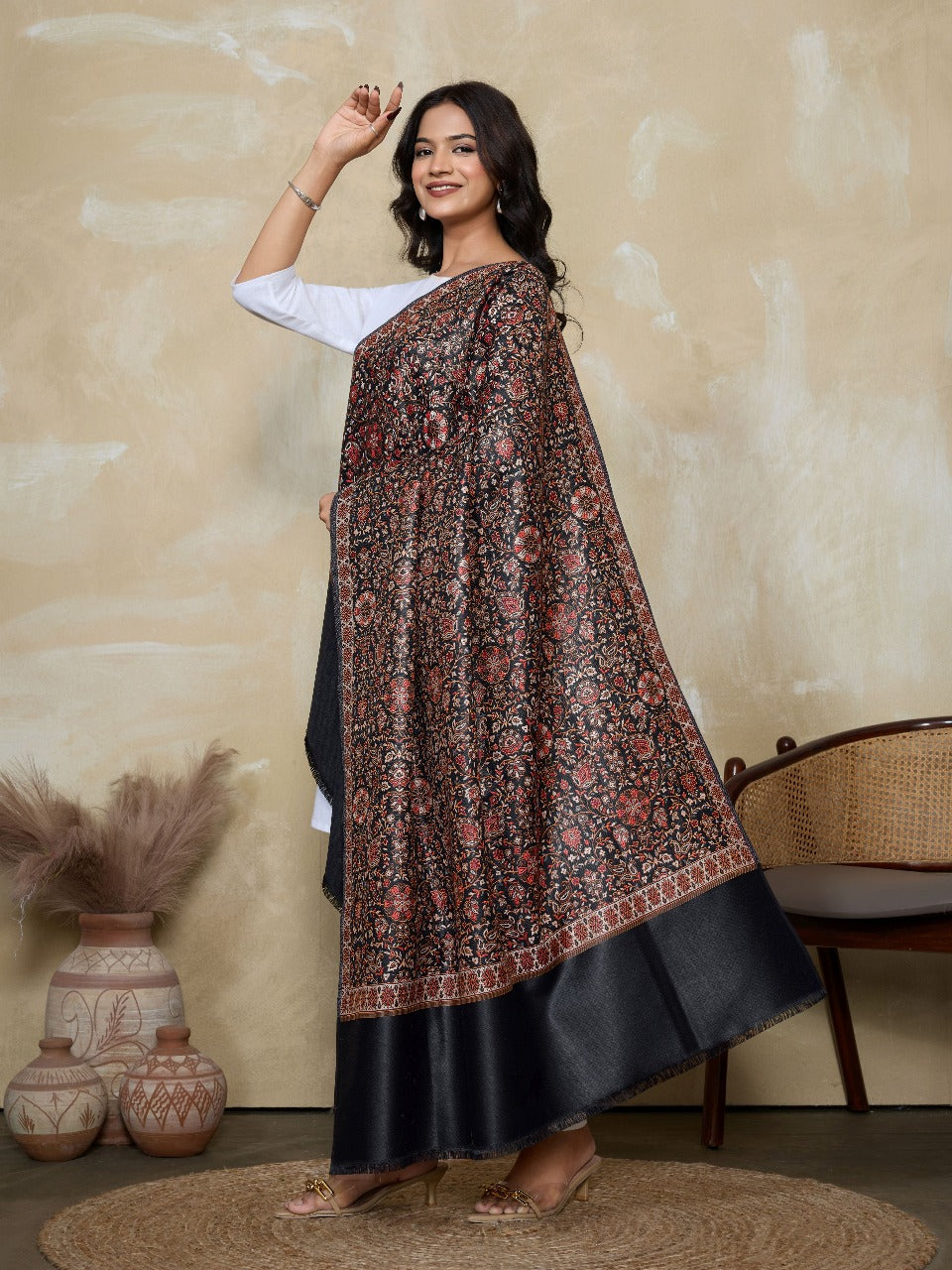 Weavers Villa Women’s Wool Blend Shawl – Lightweight, Warm & Stylish, 100 × 200 CM