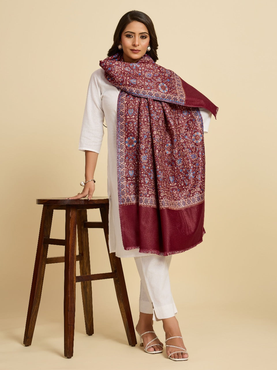 Weavers Villa Women’s Wool Blend Shawl – Lightweight, Warm & Stylish, 100 × 200 CM