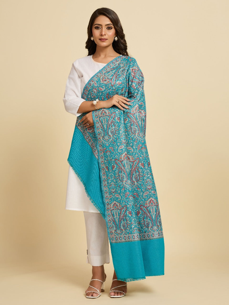 Weavers Villa Women’s Wool Blend Shawl – Lightweight, Warm & Stylish, 100 × 200 CM