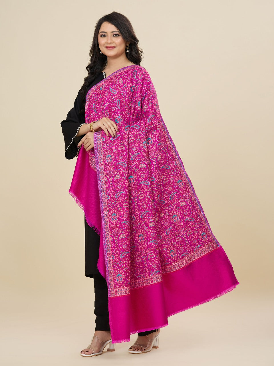 Weavers Villa Women’s Wool Blend Shawl – Lightweight, Warm & Stylish, 100 × 200 CM