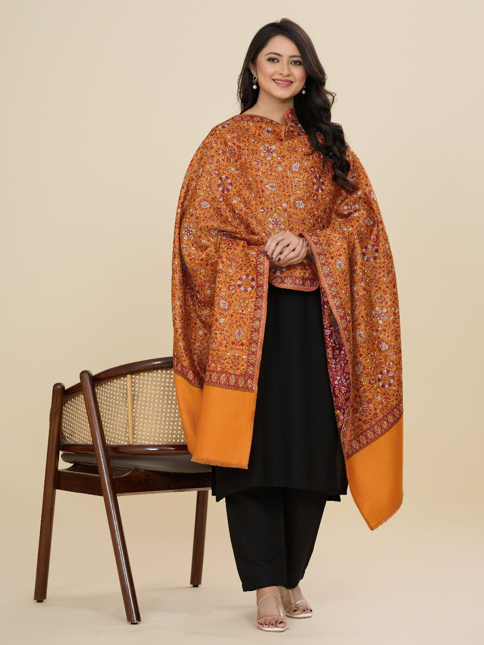 Weavers Villa Women’s Wool Blend Shawl – Lightweight, Warm & Stylish, 100 × 200 CM